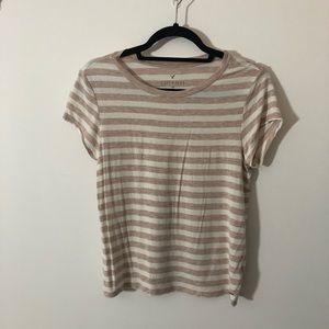 american eagle pink and white striped tee